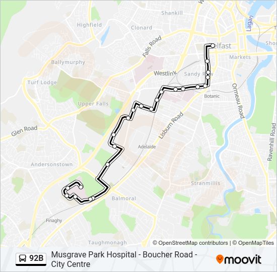 92B Bus Line Map