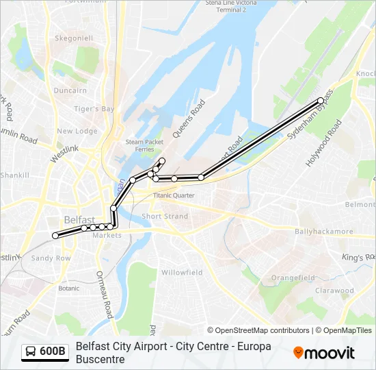600B Bus Line Map