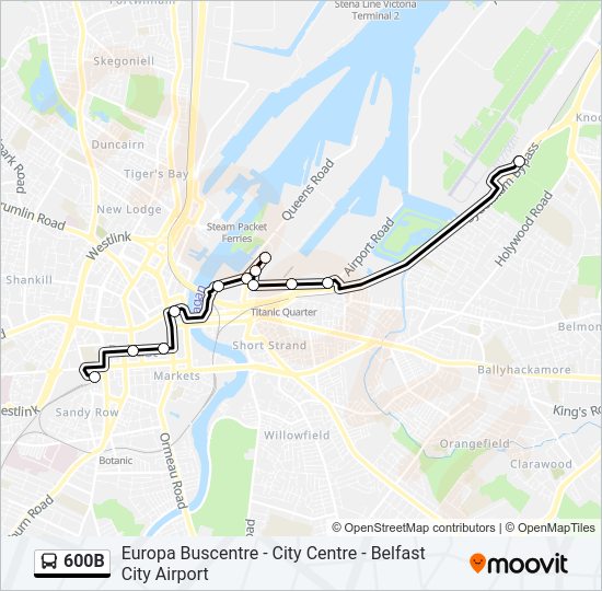600B Bus Line Map