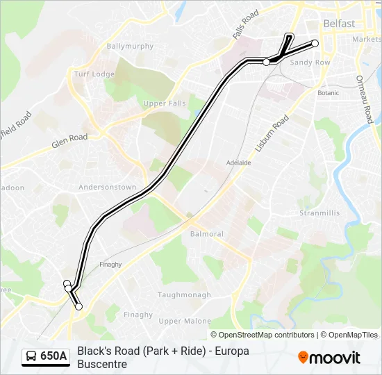 650A Bus Line Map