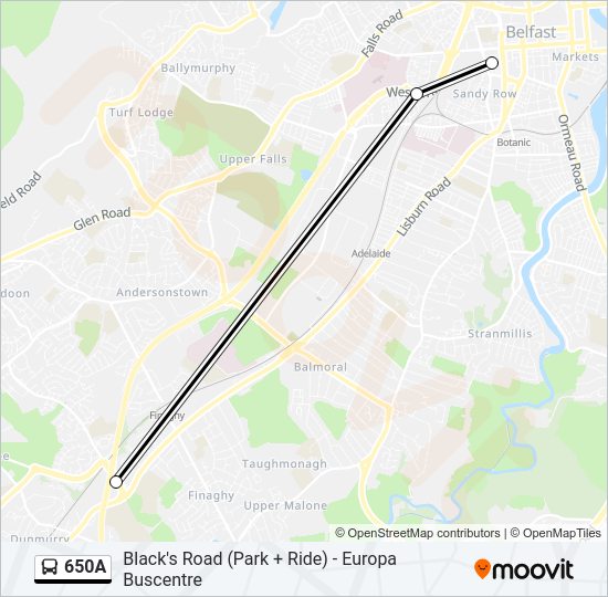 650A Bus Line Map