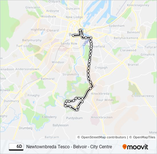 6d Route Schedules, Stops & Maps City Centre Belvoir