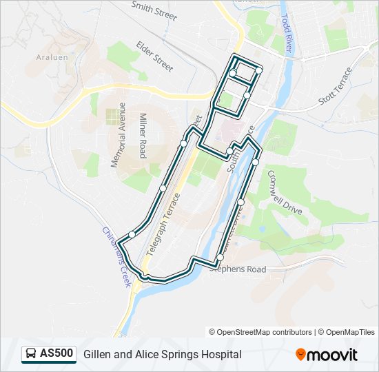 As500 Route Schedules Stops Maps Alice Springs Interchange Alice Springs Terminus Updated