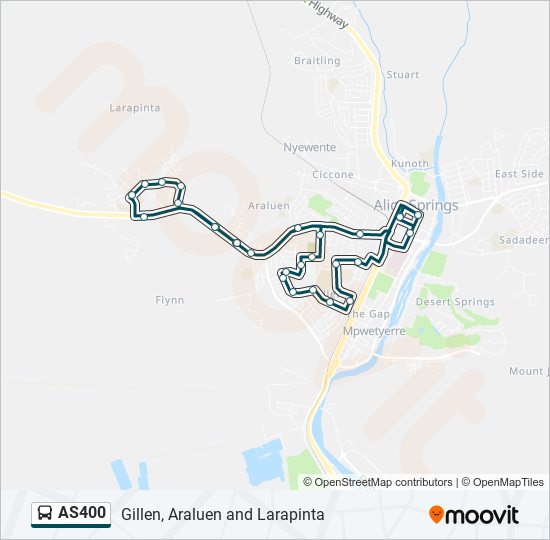 As400 Route Schedules Stops Maps Alice Springs Interchange Alice Springs Terminus Updated