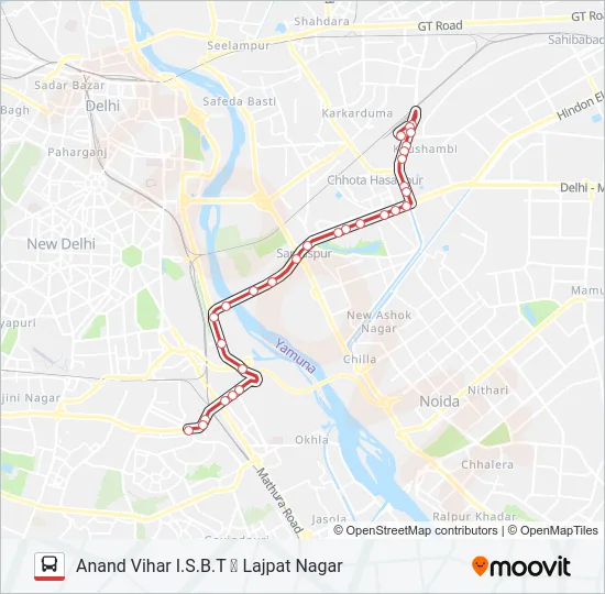 543A Bus Line Map