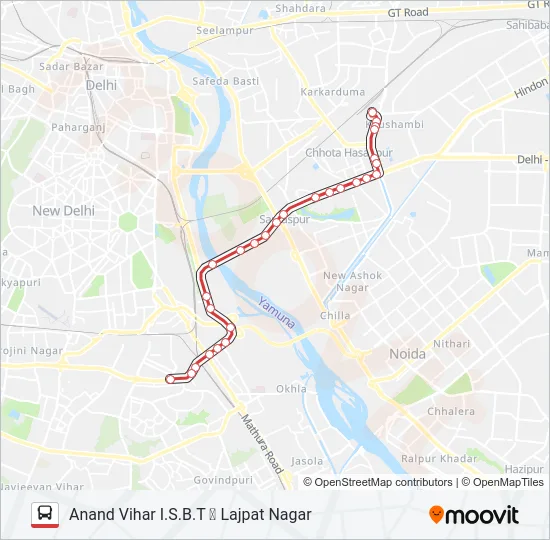 543A Bus Line Map