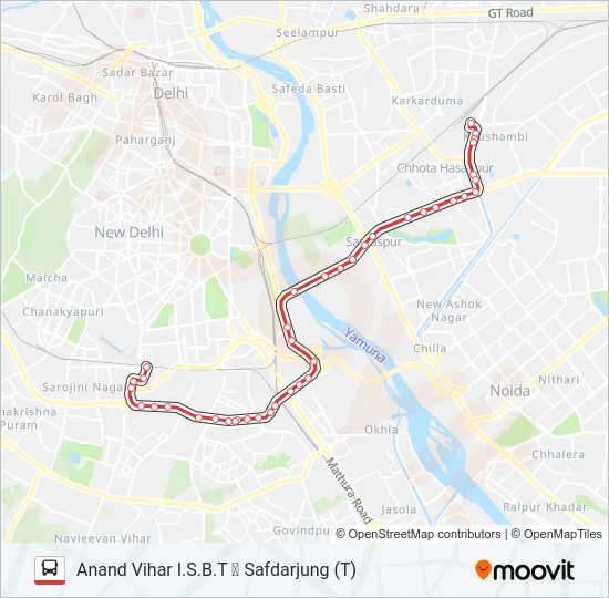 543A Bus Line Map