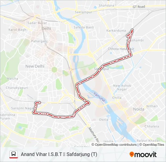 543A Bus Line Map