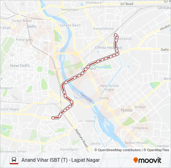 543A Bus Line Map