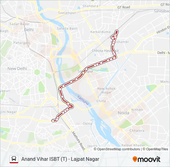 543A Bus Line Map
