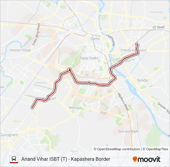 543A Bus Line Map
