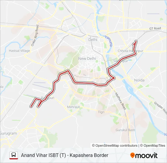 543A Bus Line Map