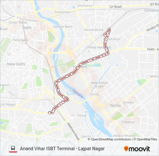 543A Bus Line Map