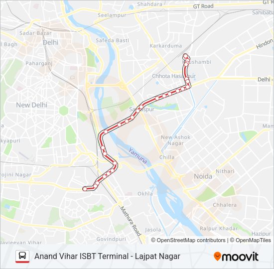 543A Bus Line Map