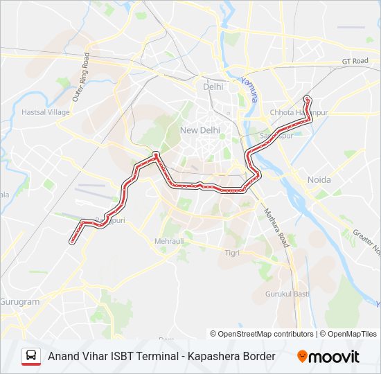 543A Bus Line Map