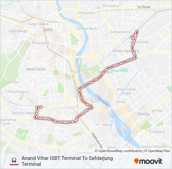 543A Bus Line Map