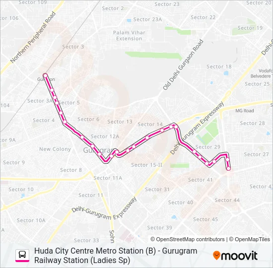116E (L) Bus Line Map