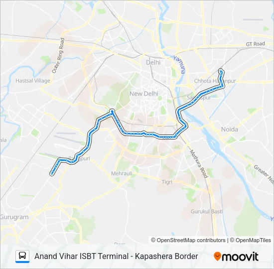 543A Bus Line Map