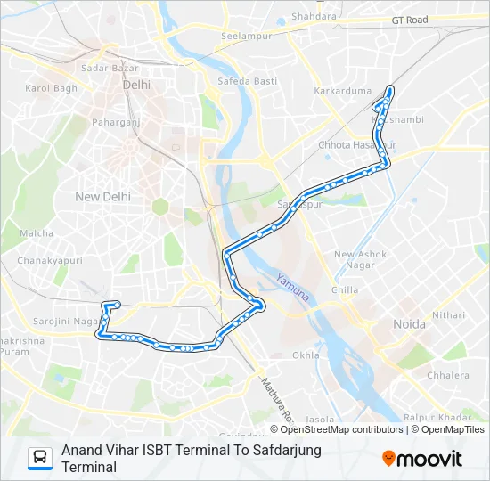 543A Bus Line Map