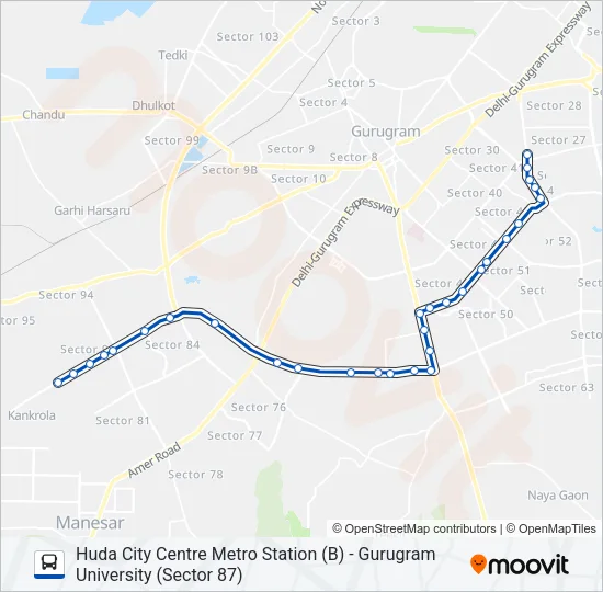 114B Bus Line Map