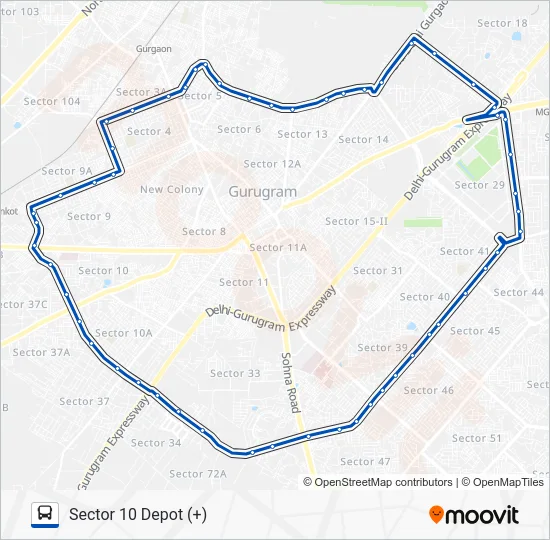 212DOWN Bus Line Map