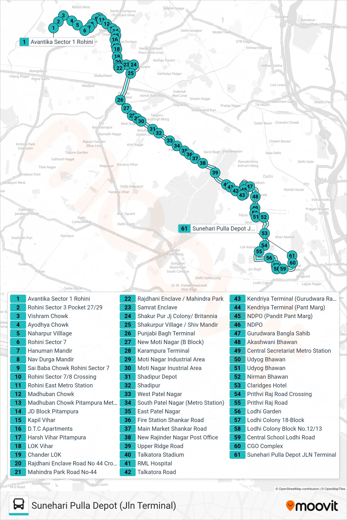 970 bus Line (Sunehari Pulla Depot (Jln Terminal)) route and stops on a map