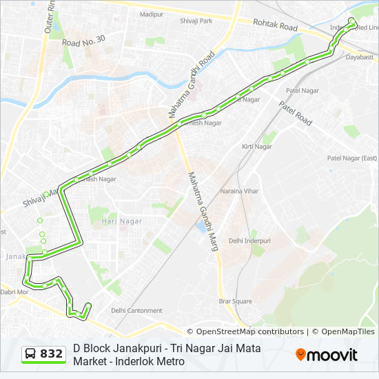 Moti Nagar Delhi Map 832 Route: Schedules, Stops & Maps - Moti Nagar (Updated)