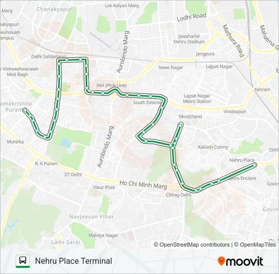 544A Bus Line Map