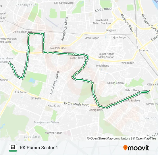 544A Bus Line Map