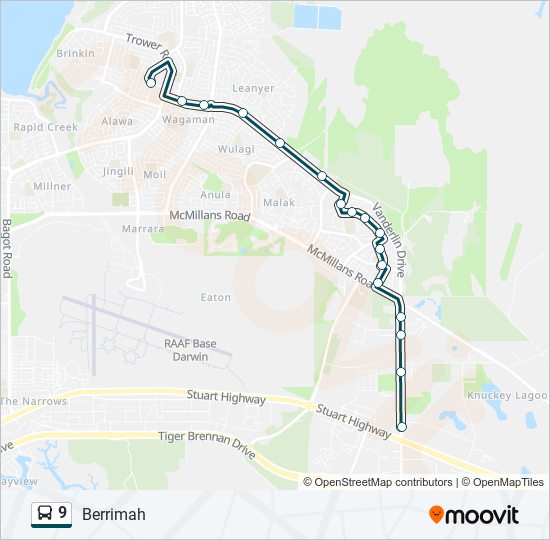 9 bus Line Map