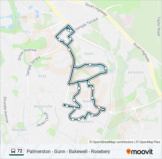 Bus 72 Route Map 72 Route: Schedules, Stops & Maps - Gunn, Bakewell Primary, Rosebery  (Updated)