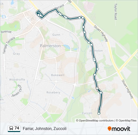 Mapa de 74 de autobús