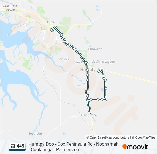 Mapa de 445 de autobús