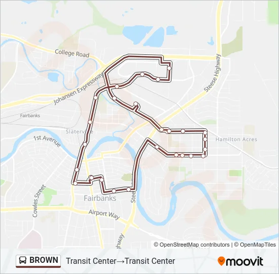 BROWN Bus Line Map