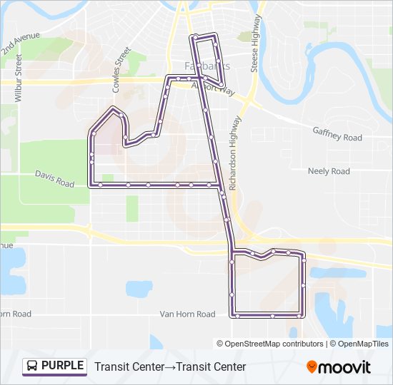 Mapa de PURPLE de autobús