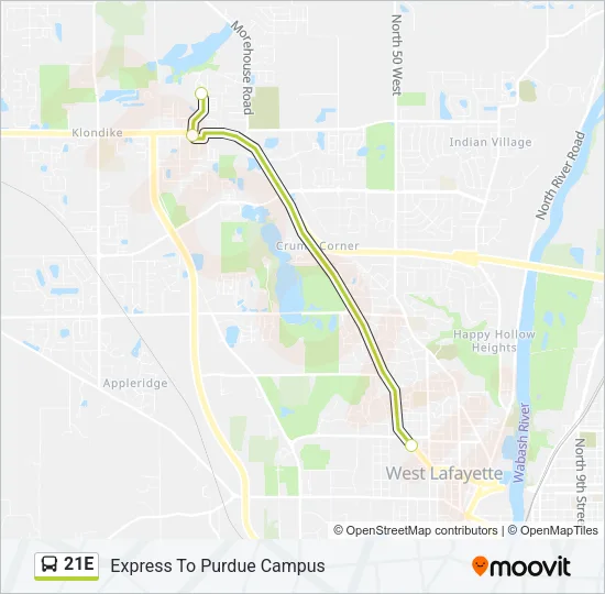 21E Bus Line Map