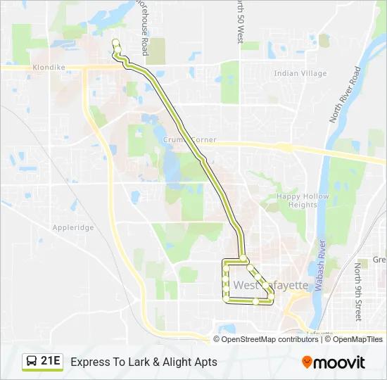 21E Bus Line Map