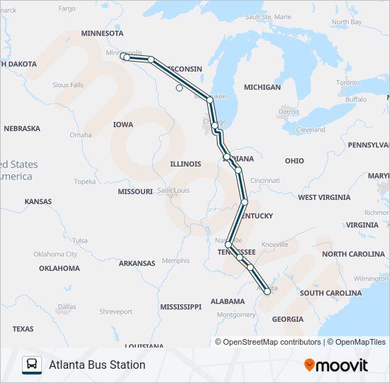 GREYHOUND US0101 Bus Line Map