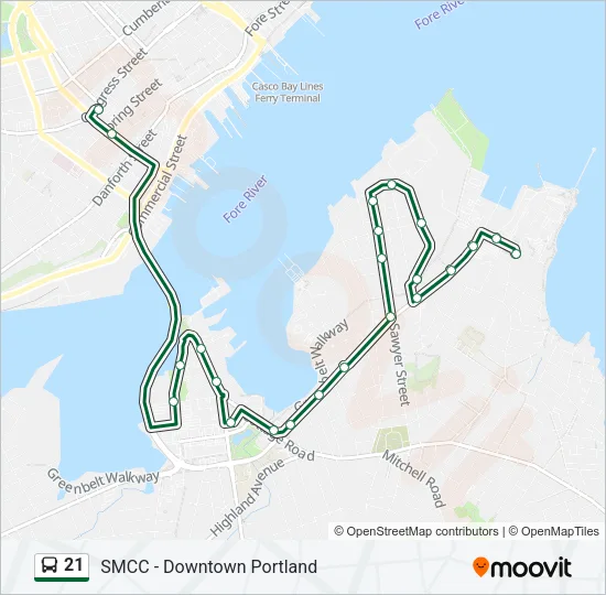 21 Bus Line Map