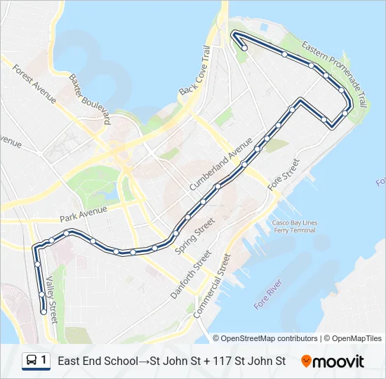 1 Bus Line Map