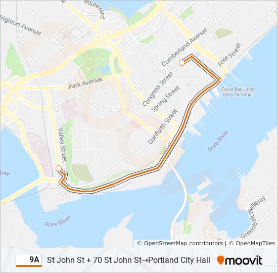 9A bus Line Map