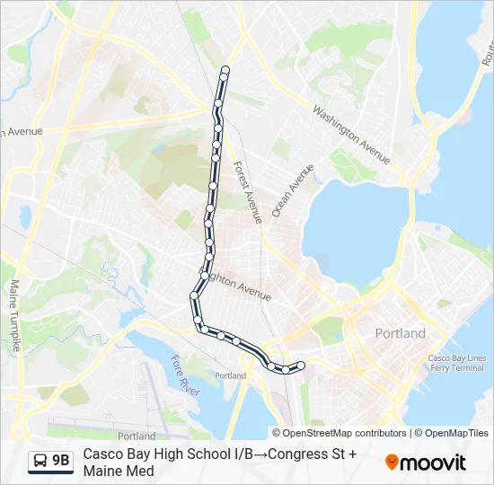 9B Bus Line Map