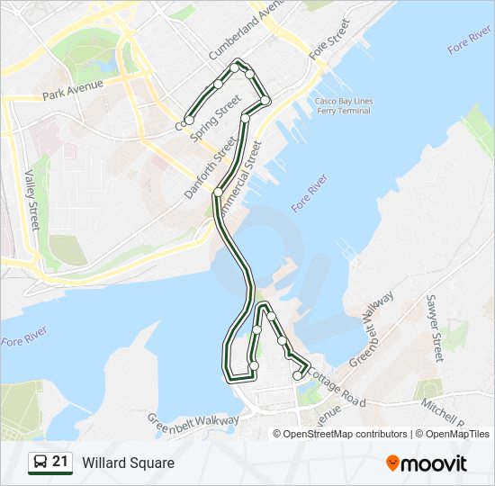 21 bus Line Map