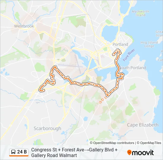 24 B Bus Line Map