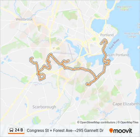 24 B Bus Line Map