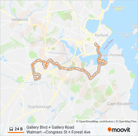 24 B Bus Line Map