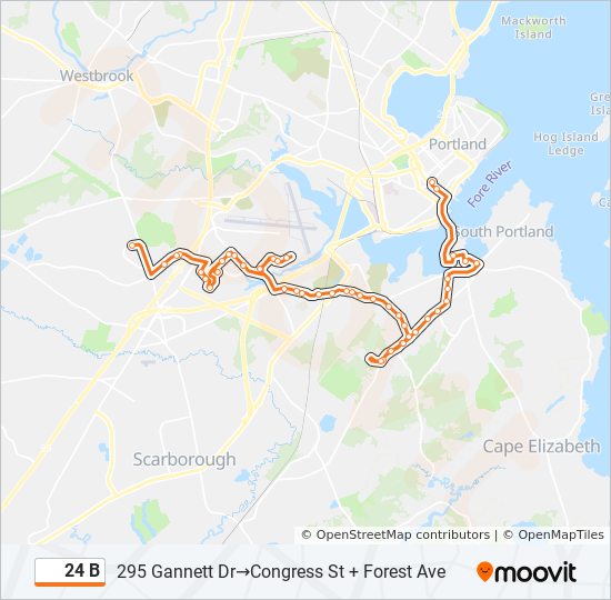 24 B bus Line Map