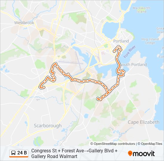 24 B bus Line Map