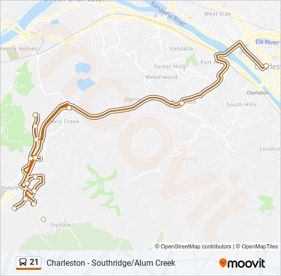 21 bus Line Map