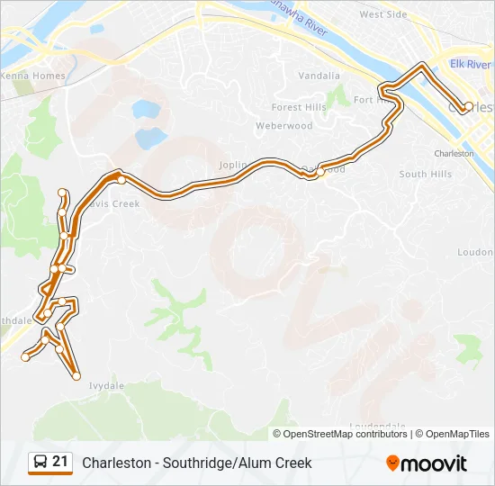 21 Bus Line Map